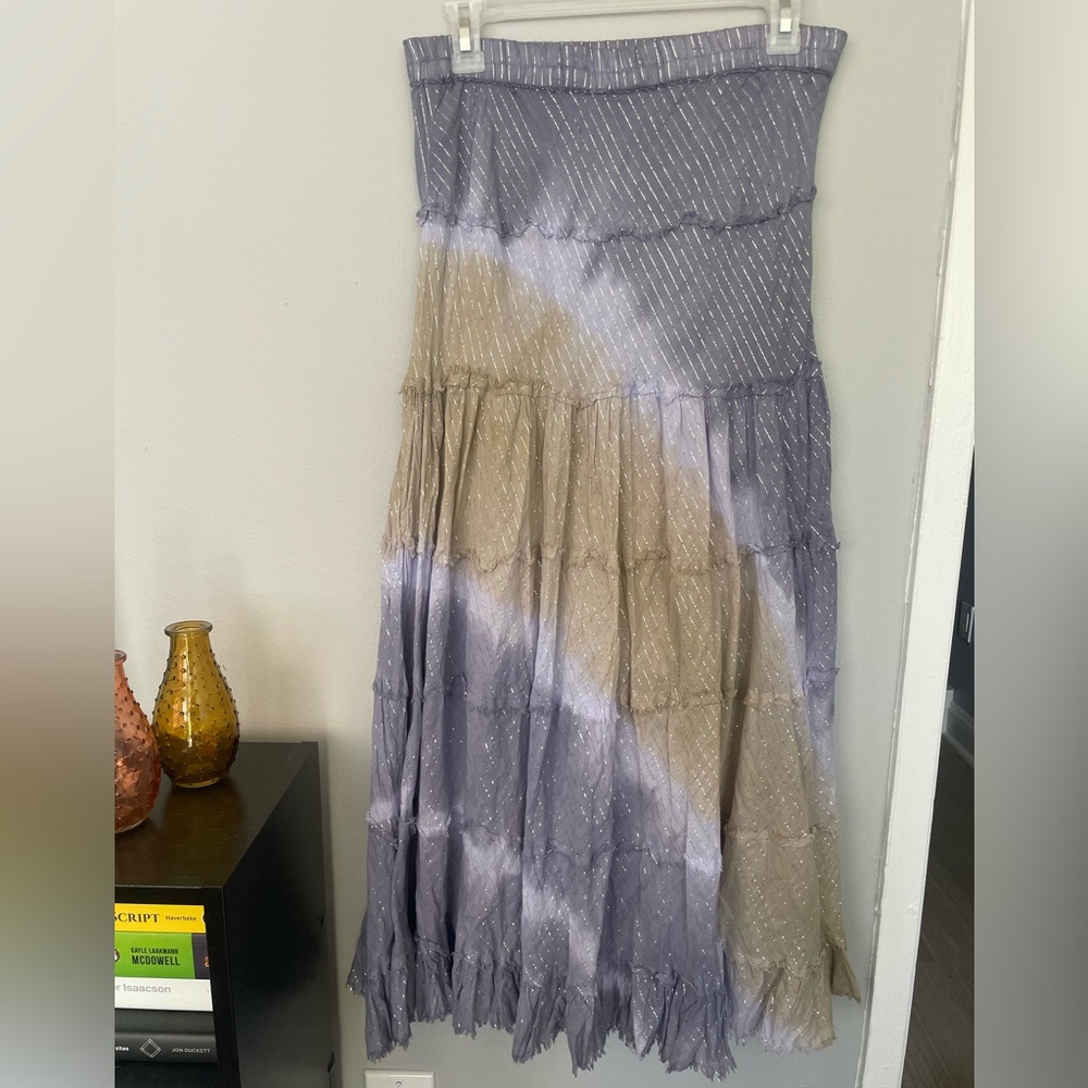 Derek Heart Vintage Boho Tiered Maxi Skirt Fairycore Tie Dye Women's M
